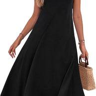 Damen asymmetrisches Freizeitkleid mit modernem Muster und fließendem Schnitt WW