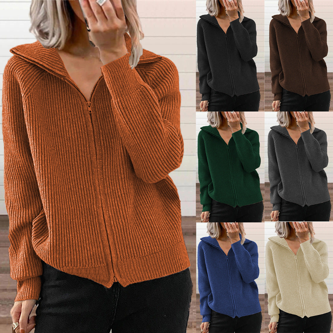 Damen Strickjacke mit Reißverschluss und Hoodie WW
