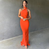 Damen Abendkleid im asymmetrischen Schnitt mit elegantem Schlitz und fließendem Stoff WW