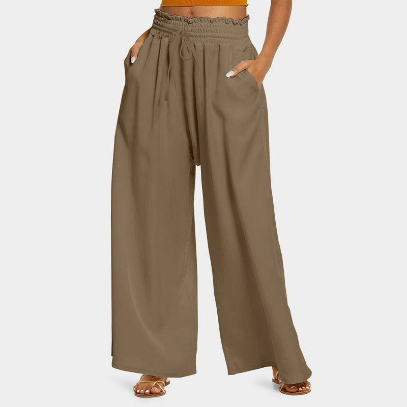 Damen Weit geschnittene Hose mit elastischem Bund und praktischen Taschen WW