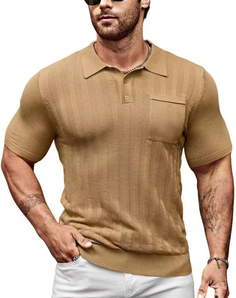 Herren Poloshirt mit strukturiertem Muster und kurzer Ärmel WW