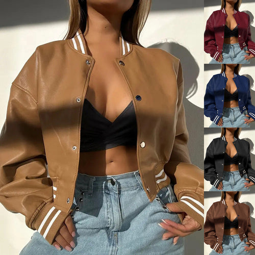 Damen Sportliche cropped Bomberjacke im Vintage-Stil WW