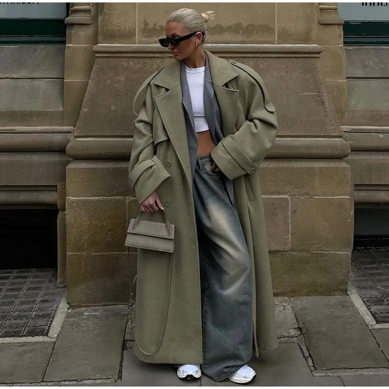 Damen Trenchcoat mit taillierbarem Gürtel und oversized Schnitt WW
