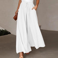 Damen weite Hose mit elastischem Bund und Taschen WW