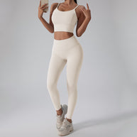 Damen Sportliches Set mit figurbetontem Top und Hochbund-Leggings WW