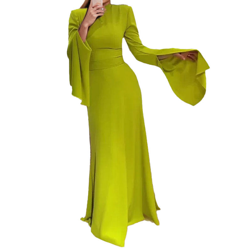 Damen Maxikleid mit schulterfreiem Design und eleganten Glockenärmeln W&W Mode