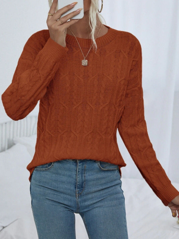 Damen Strickpullover mit trendy Zopfmuster WW