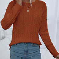 Damen Strickpullover mit trendy Zopfmuster WW