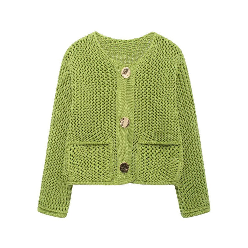 Damen Strickjacke mit offener Maschenstruktur und komfortablen Taschen WW