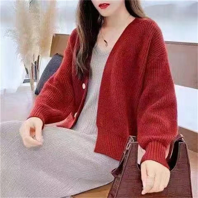 Damen Bequeme Strickjacke mit weiten Ärmeln und dezentem Rippdesign WW
