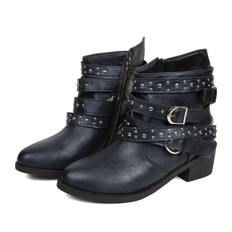 Damen Stiefeletten mit modischem Riemen-Design und dekorativen Akzenten W&W Mode
