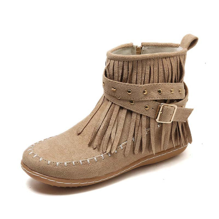 W&W Mode | Boho Stiefelette Mit Fransen Und Schnallen Für Damen