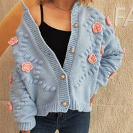 Damen Strickjacke mit floralen Applikationen und komfortablem Schnitt WW