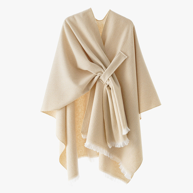 Damen Luxuriöser Oversize Poncho aus hochwertigem Mischgewebe WW