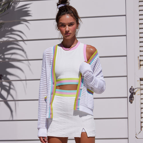 Damen sportliches Crop-Top und Minirock Set WW