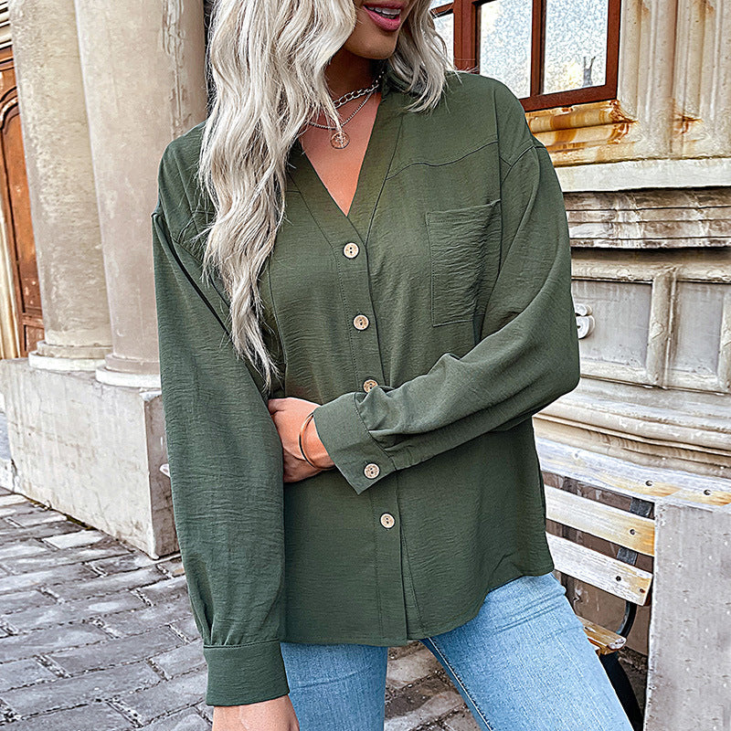 Damen Bluse mit lässigem Schnitt und dekorativen Knopfdetails WW