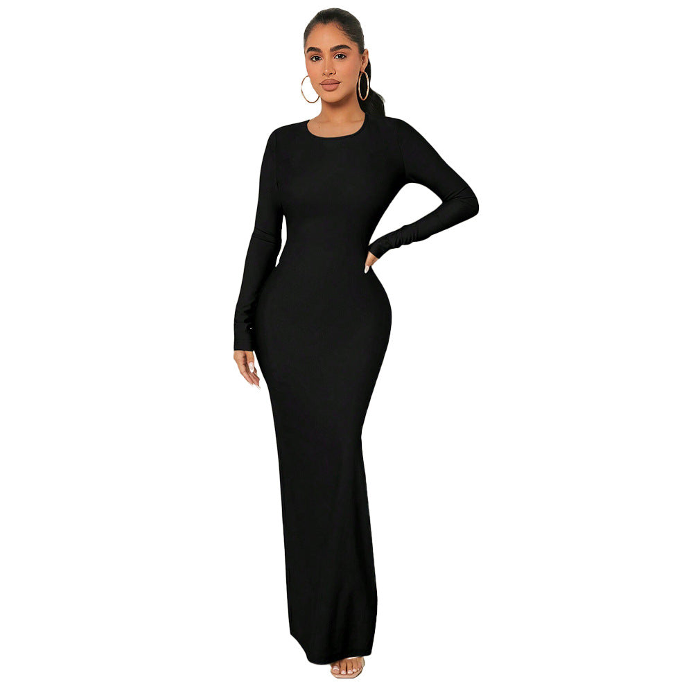 Damen Elegantes langärmliges Maxikleid W&W