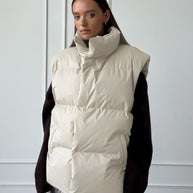 Damen Steppweste mit hohem Kragen und praktischen Taschen WW