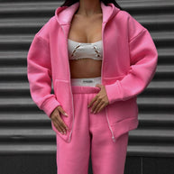 Damen Sportliches Set aus Kapuzenjacke und Jogginghose WW