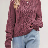 Damen Strickpullover mit strukturiertem Zopfmuster WW