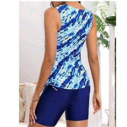 Damen Sportliches Tankini-Set mit verstellbaren Shorts WW