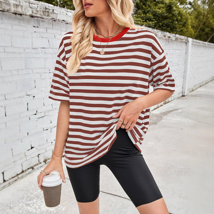 Damen Übergrößen T-Shirt mit Streifenmuster W&W Mode