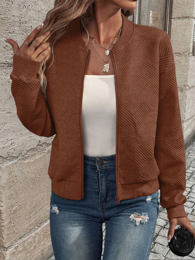 Damen leichte Bomberjacke mit gestepptem Design und praktischen Taschen WW