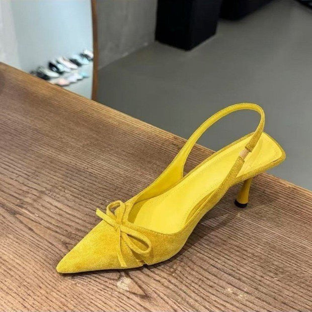 Damen Slingback Pumps mit verspielt-zartem Schleifendetail und spitz zulaufendem Design WW