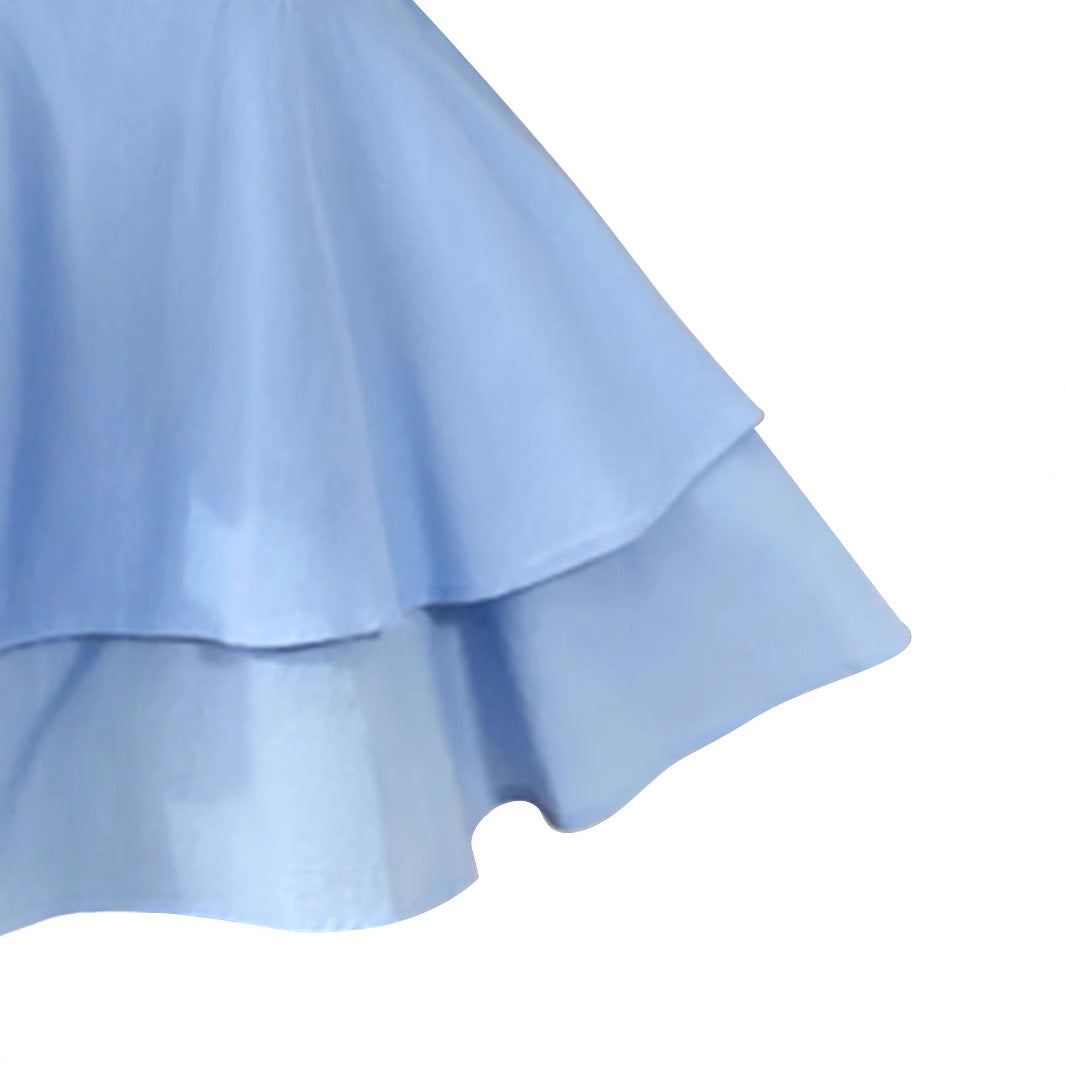 Damen luftiges Minikleid mit schulterfreiem Design und raffiniertem Volant W&W Mode