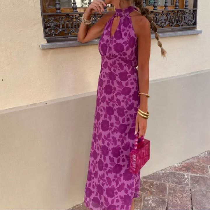 Damen Maxikleid mit schickem Schlüssel-Ausschnitt und floralem Design W&W Mode