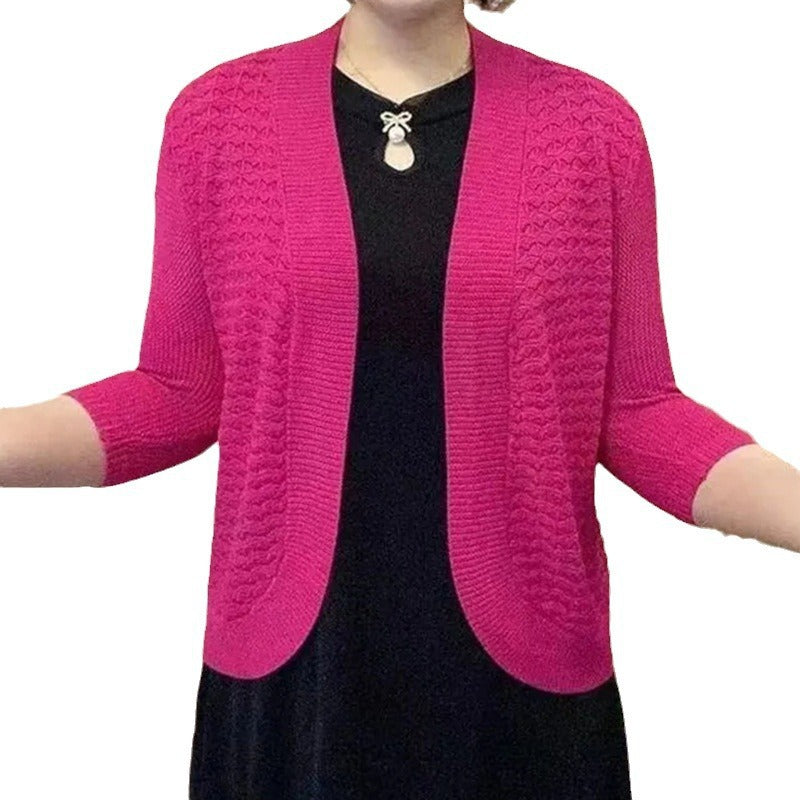 Damen Strickjacke mit 3/4-Ärmeln und strukturiertem Muster WW