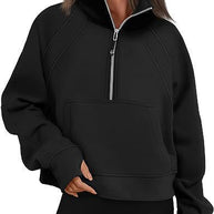 Damen Sportlicher Hoodie mit hohem Kragen WW