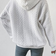 WW Jacquard Kapuze Schnürung langärmliges lockeres Sweatshirt