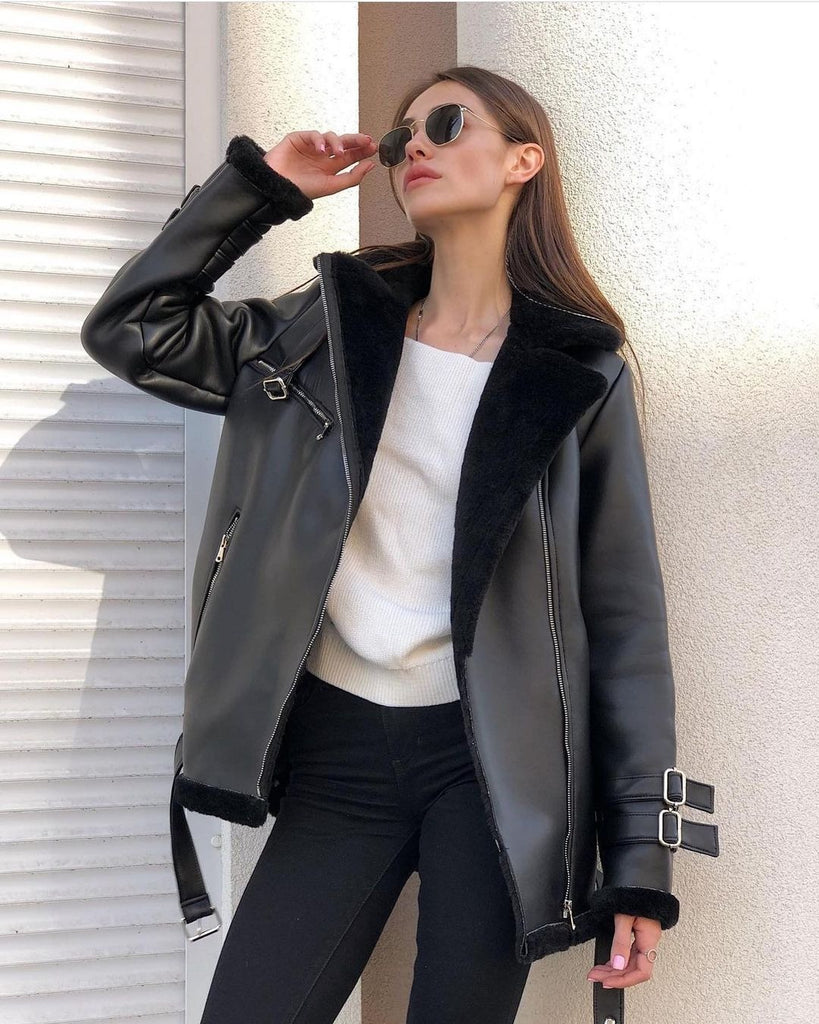 Damen Lederjacke mit kuscheligem Innenfutter WW