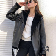 Damen Lederjacke mit kuscheligem Innenfutter WW