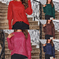Damen Glitzerndes Langarmshirt mit strukturiertem Design WW