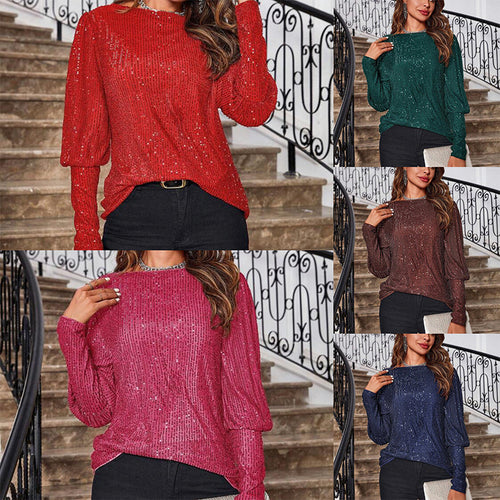 Damen Glitzerndes Langarmshirt mit strukturiertem Design WW