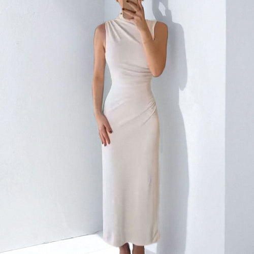 Damen Maxikleid mit elegantem Stehkragen und figurbetontem Schnitt W&W Mode