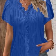 Damen spitzenbesetzte knopfleistenbluse WW