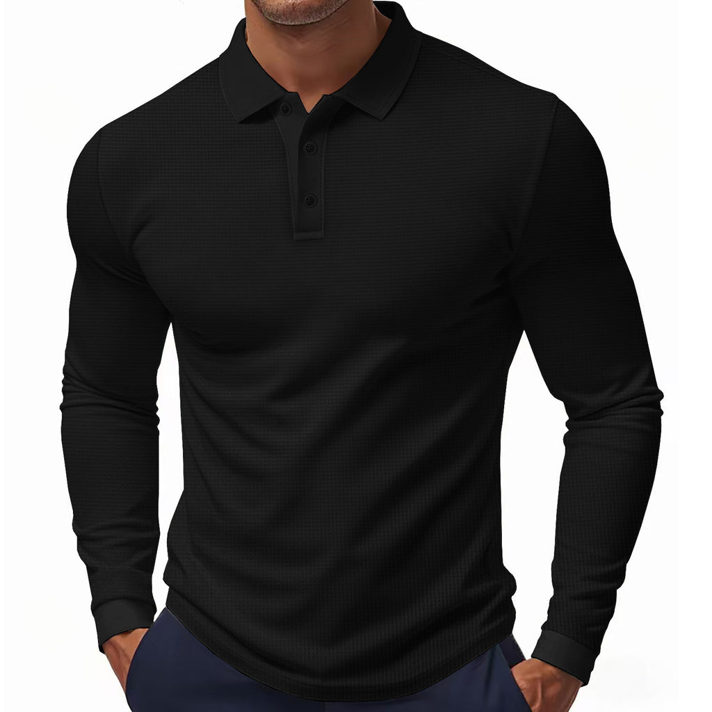 Herren Langarm Poloshirt mit strukturierter Oberfläche und modischen Akzenten WW