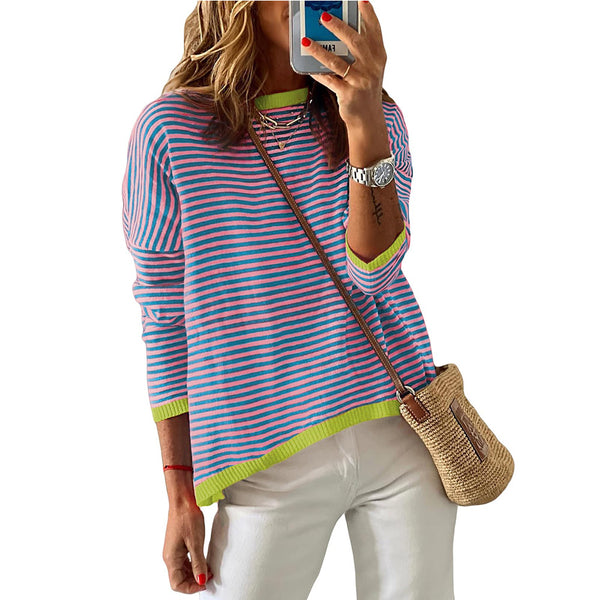 Damen lässiger gestreifter Pullover WW