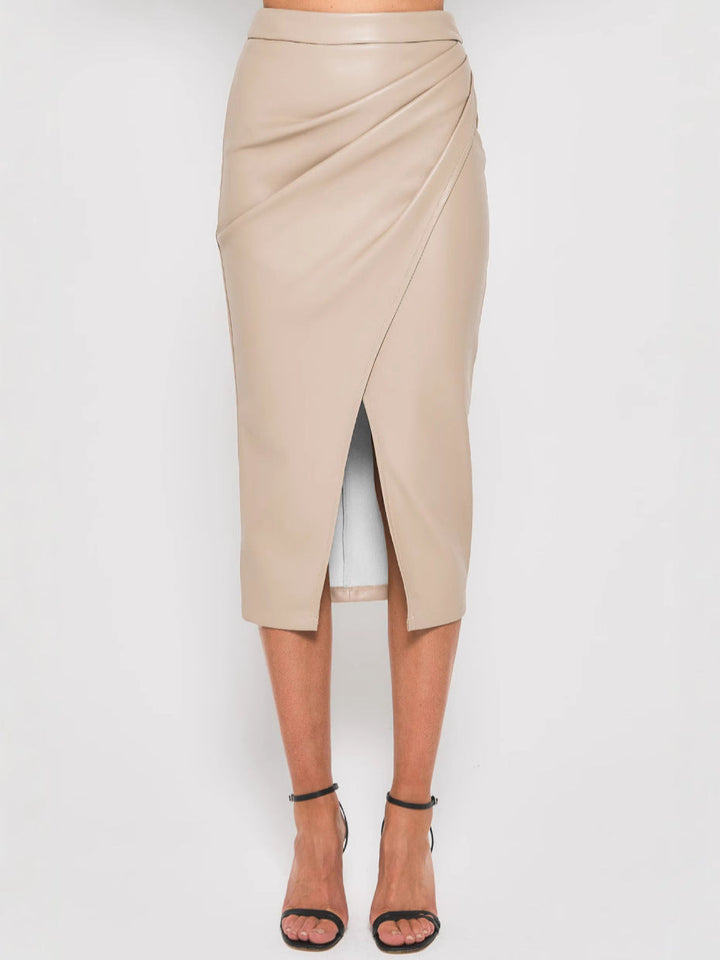 W&W Mode | Faltiger Split Pu Lederrock Für Frauen