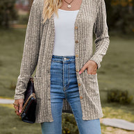 Damen Strickjacke mit strukturiertem Muster und praktischen Taschen WW