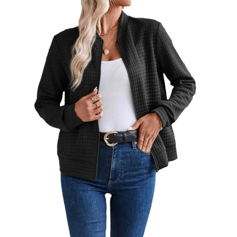 Damen leichte Steppjacke mit hohem Kragen und durchgehendem Reißverschluss WW