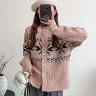 Damen Strickjacke mit folkloristischem Muster und hochwertiger Zopfstruktur WW