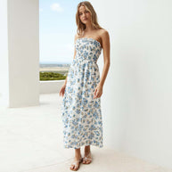 Damen Sommerliches Maxikleid mit schmalem Oberteil und Blumenprint WW