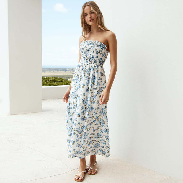 Damen Sommerliches Maxikleid mit schmalem Oberteil und Blumenprint WW