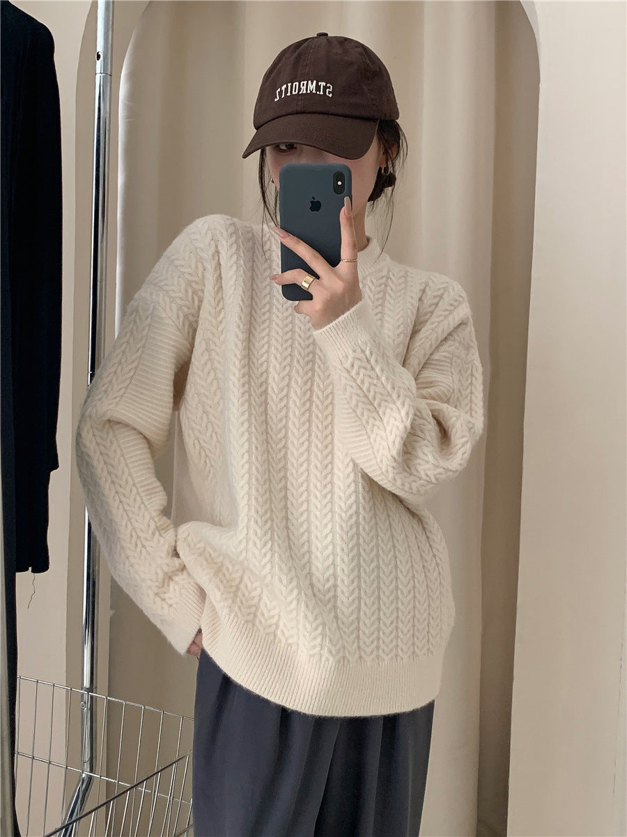 Damen Strickpullover mit strukturierter Zopfmusterung und lässigem Schnitt WW