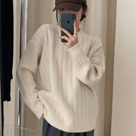 Damen Strickpullover mit strukturierter Zopfmusterung und lässigem Schnitt WW