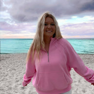 Damen Sportlicher Halbzip-Hoodie mit weichem Fleece und praktischer Kängurutasche WW